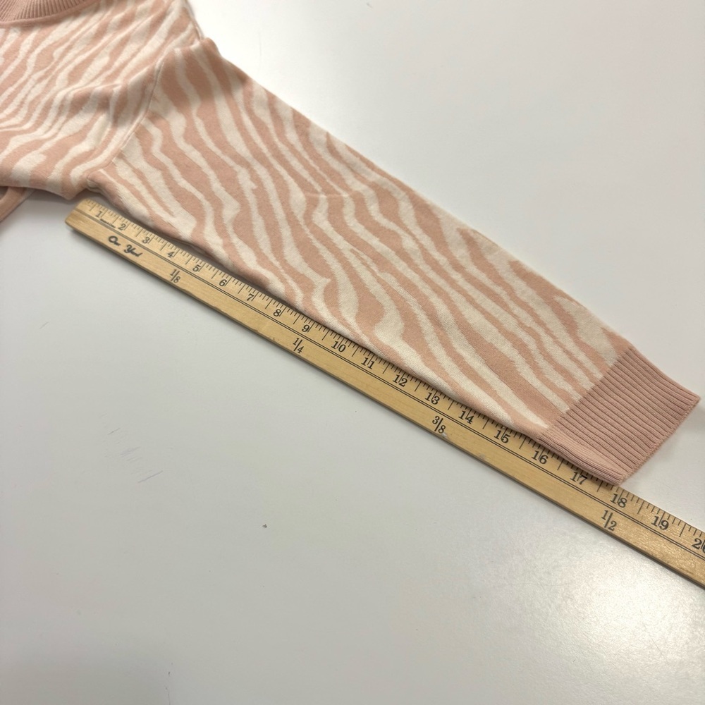 Calvin Klein Women’s S Mock Cowl Neck Sweater Pink/White Zebra Print Long Sleeve - Picture 9 of 10
